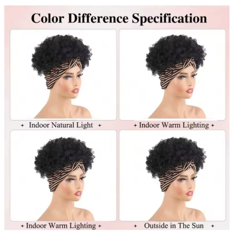 One Piece Synthetic Afro Kinky Curly Drawstring HeadWrap Wig