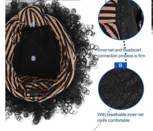 One Piece Synthetic Afro Kinky Curly Drawstring HeadWrap Wig