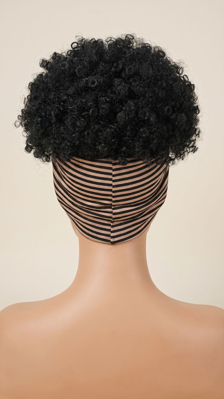 One Piece Synthetic Afro Kinky Curly Drawstring HeadWrap Wig